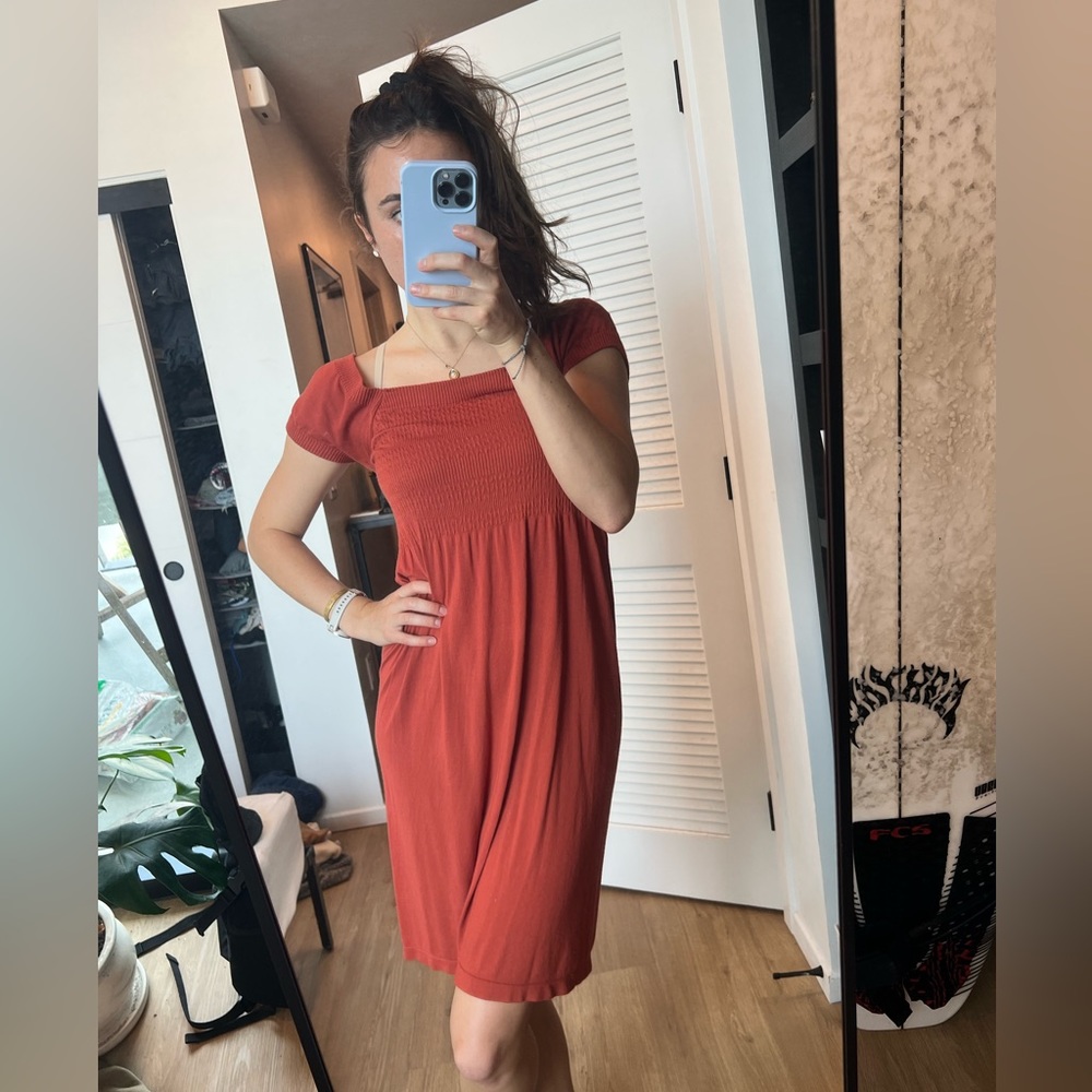 Coral mid length dress
